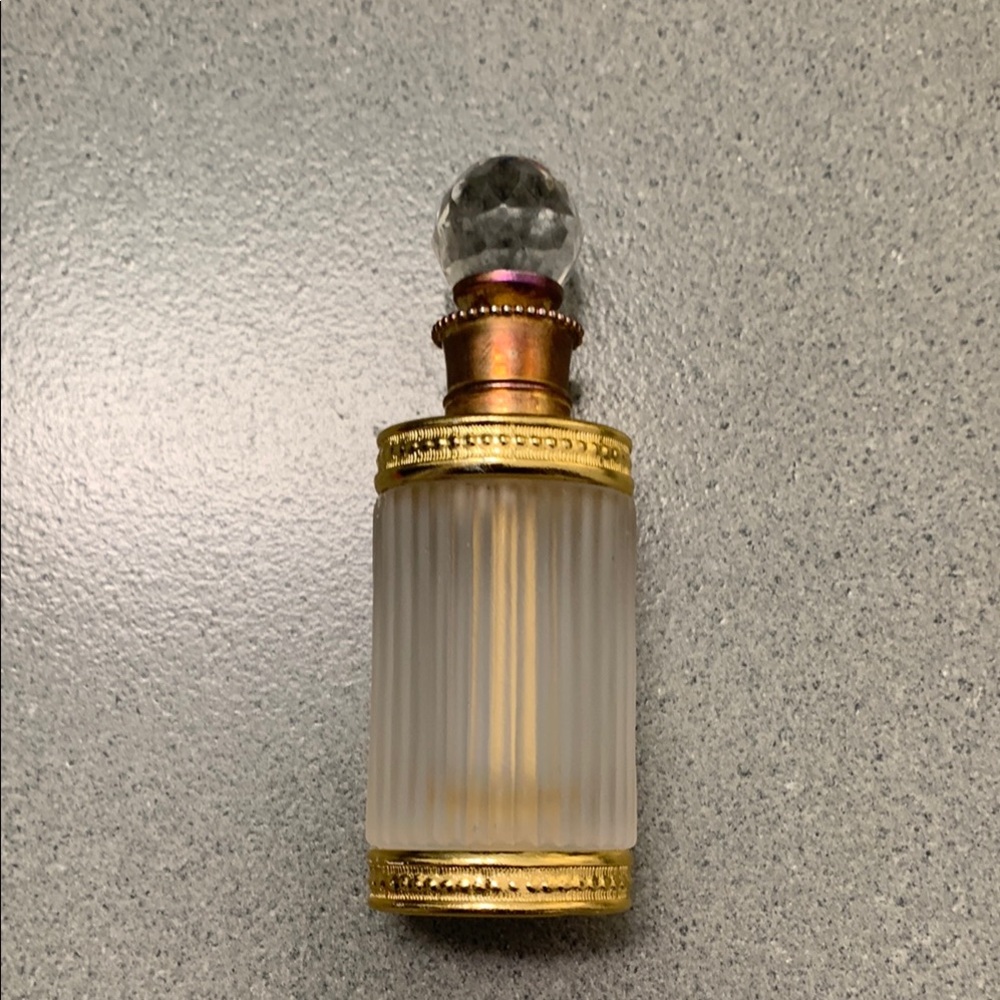 Elegant Frosted Glass Perfume Bottle with Gold Accents